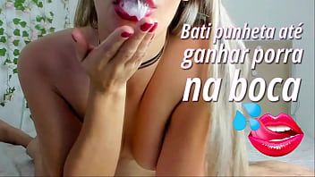 Play Handjob guided with a real dick, I hit until I got fuck in the mouth