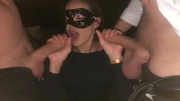 Play Skinny nymphet goes to a party and takes 3 men to the Room