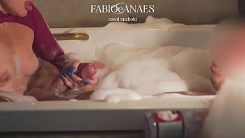 Play (Tesear) Slutty in the bathtub my naughty hotwife with the big boy until he comes hot on her face. Horn filming everything