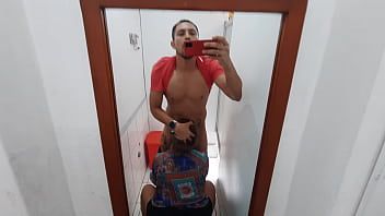 Play My friend sucks my cock in a public bathroom