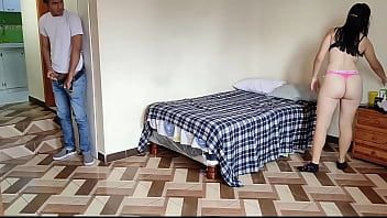 Fucking my stepmom hard in the room: I spy my stepmom while she takes her clothes off and she discovers me when I masturbate