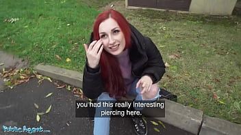 Play Public Agent Redhead Brit Shows Off Her Pierced Tits Before Basement Fuck Creampie